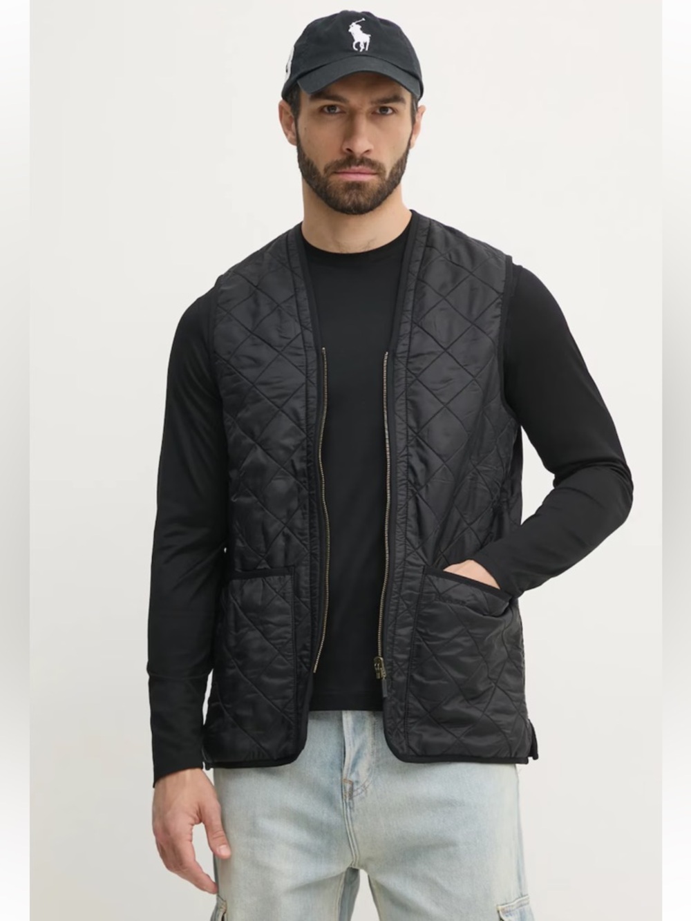 Barbour Polarquilt Relaxed Fit Zip-In Liner Vest In Black Size XS